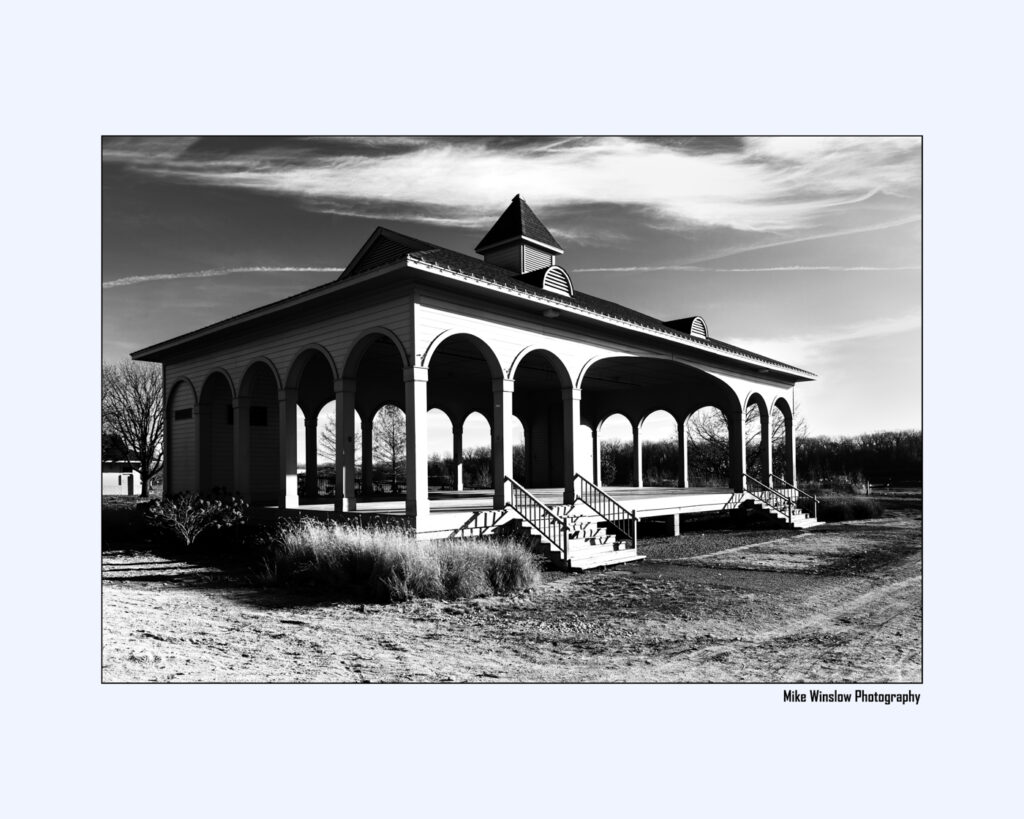 black and white band stand